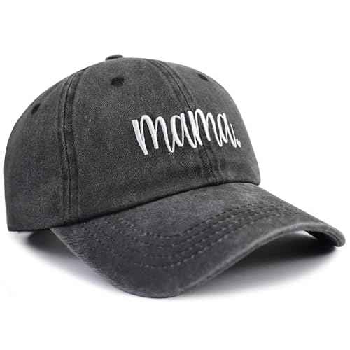 SHANVANKE Funny Mama Hat for Women, Adjustable Washed Cotton Embroidered Mom Baseball Cap