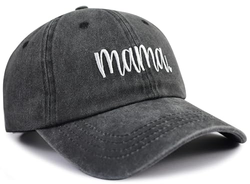 Funny Mama Hat for Women Black Classic Adjustable Washed Cotton Baseball Cap