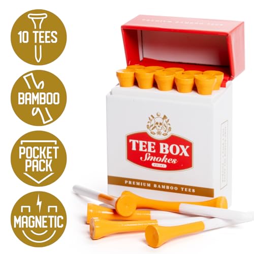 Premium Bamboo Golf Tees with Magnetic Reusable Case - 10 Pack, 2¾ Inch Eco-Friendly Golf Accessories