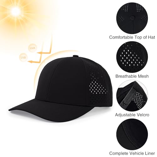 Men Women Quick Dry Baseball Cap Black One Size Curved Mesh Snapback Hat
