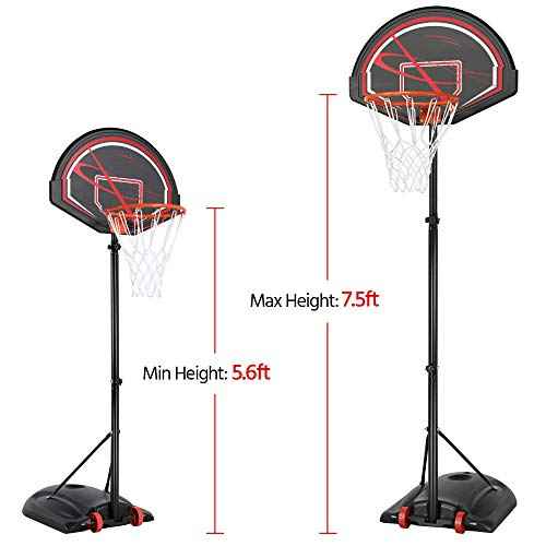 Yaheetech Kids Basketball Hoop Basketball Goals Outdoor Basket Ball Hoop for Kids 7-9ft Height Adjustable Basketball Court with 32'' Backboard for Youth