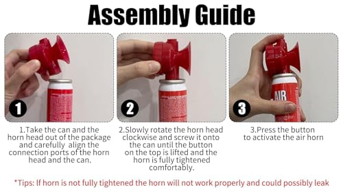 2 Pack Red Boat Air Horn 130dB Loud Marine Safety Signaling
