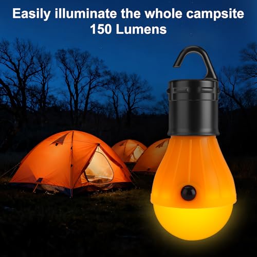 4 Pack Camping Light Bulbs with Amber Yellow Color, Bug Resistant Portable Lantern for Kids & Outdoor Activities