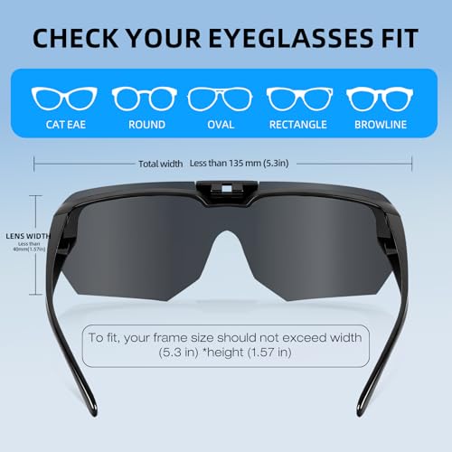 Polarized Over Glasses Sunglasses for Men Women UV Protection XL - Red 01