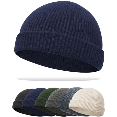 Thin Fisherman Beanie Hat for Men Women Fall Winter -Wool Knit Cuff Short Fashion Watch Cap,Trawler Slouchy Skull Cap