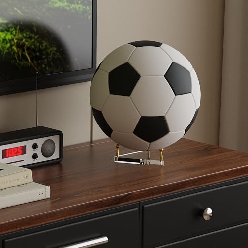SVENJBB Ball Holder for Basketball, Football, Soccer, Volleyball, Crystals and Rocks, Clear Acrylic Ball Stand with Gold Pegs & Rubber Feet for Displaying Sports Memorabilia, 1 Pack