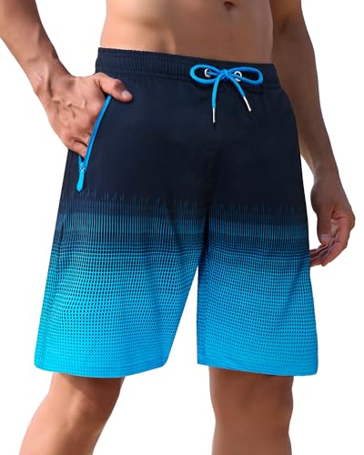 Men's 9 Inch Swim Trunks with Zipper Pockets - Large / A03 Blue