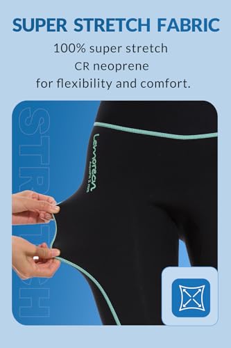 Green/Line Women's 2mm Super Stretch Wetsuit Pants & Shorts - High-Waist, UV & Cold Water Protection
