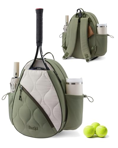 Light Green Tennis Backpack for Women and Men Holds 1-2 Rackets, With Shoe Compartment