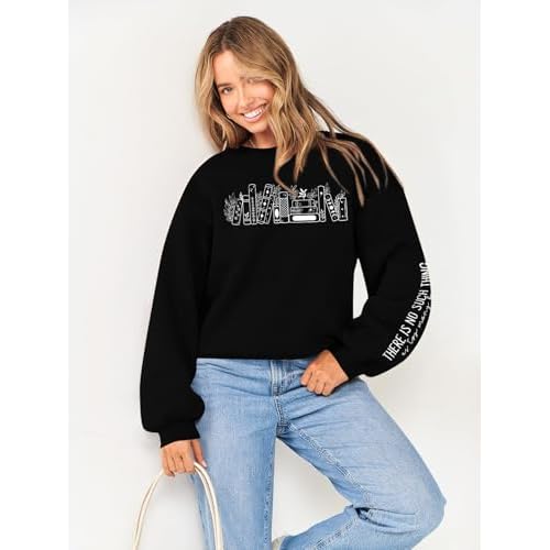 MOUSYA Book Sweatshirt Women No Such Thing As Too Many Books Shirt Book Lover Gifts Shirts Casual Long Sleeve Tops