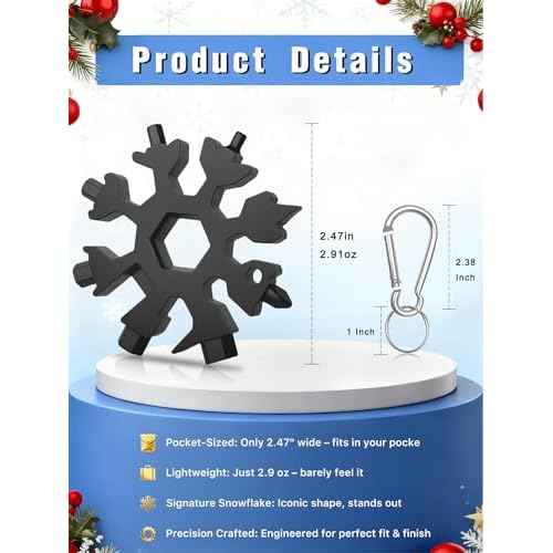 Christmas Gifts for Men 2025 - Stocking Stuffers for Him,18-in-1 Snowflake Multi Tool 2 Pack,Stainless Steel Multitool with Carabiner & Bottle Opener,Holiday Gift for Dad,Husband,Brother(Silver+Black)