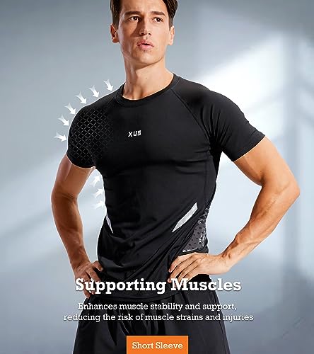 Men's Workout Sets with Compression Shirt, Pants, Hoodie & Jacket - Large / E