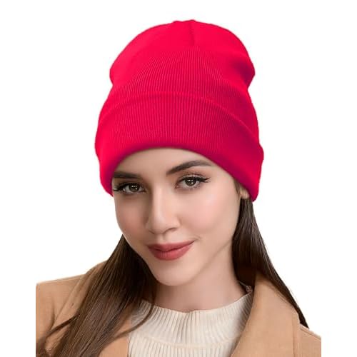 Satin Lined Beanie Hat for Women Men, Wool Knit Cuffed Silk Lining Fisherman Beanies Slouchy Warm Winter Hats Skull Cap