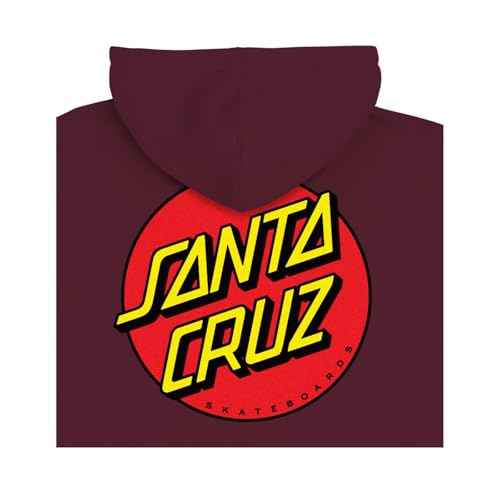 SANTA CRUZ Men's Midweight Zip Up Hooded Sweatshirt Classic Dot Skate Zip Up Sweatshirt