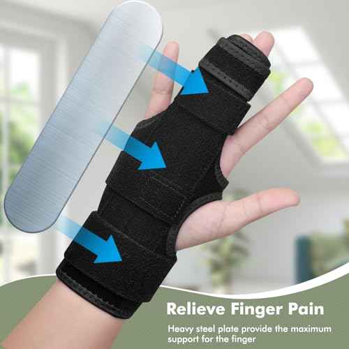 Trigger Finger Splint, 2 Finger Brace for Index, Middle, Ring, Pinky Finger, Treatment for Hand Fractures, Arthritis (L/XL, Right)