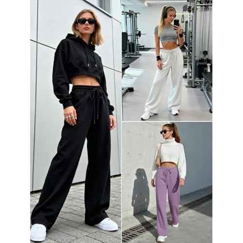 Trendy Queen Womens Wide Leg Fleece Lined Sweatpants Winter Baggy Lounge Travel Pants Fashion Outfits 2025 Joggers Clothes