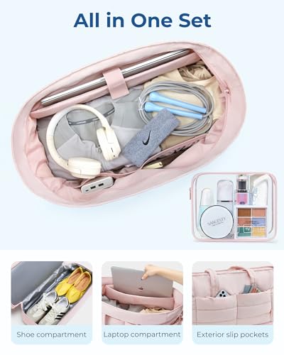 Camel Travel Duffel Bag 48L Puffer Carry-On Weekender Gym Bag for Women