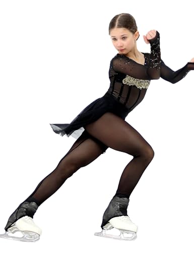 Women Mesh Ice Skating Tights with Seam for Figure Skates - Durable & Thin