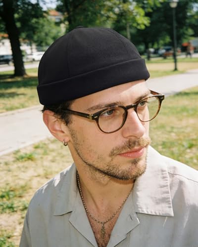 CLAPE Black Ct15 Beanie Work Hat with Corduroy Brimless Rolled Cuff - Harbour Style Variation