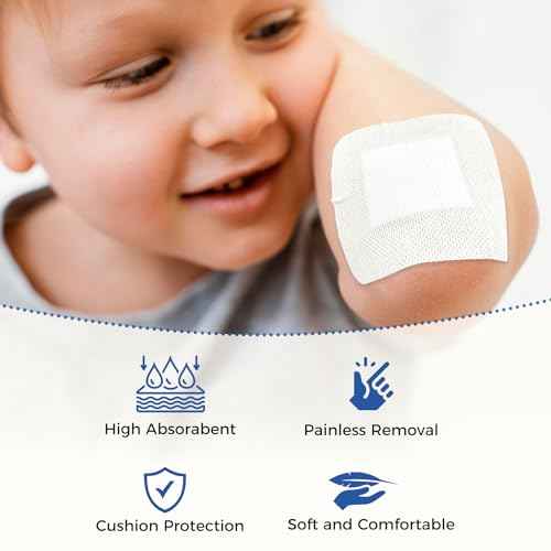 Island Dressing Bordered Gauze 4"x4", 50 Individually Packed Non-Stick Pad in Center with Adhesive Border,Soft Absorbent Medical Grade Dressing Gauze Pad for Wound Care and First Aid