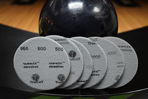 Bowling Ball Sanding Pads Set 6 Grits 5 Inch All Grits Variety Pack - Dry & Wet Use
