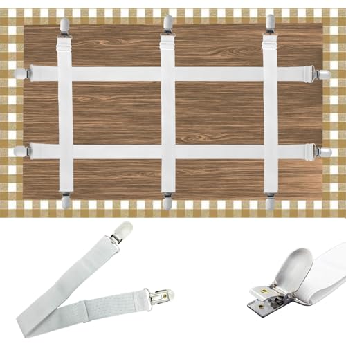 White Adjustable Elastic Tablecloth Clips for Outdoor & Indoor Use - 5 Pack