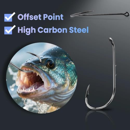 Natufish Baitholder Fishing Hooks 50pcs/3/0 Offset Double Barbed Saltwater