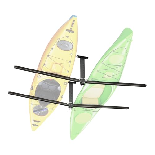 Heavy Duty Black Ceiling Kayak Storage Rack for 2 Kayaks - Adjustable Garage Mount