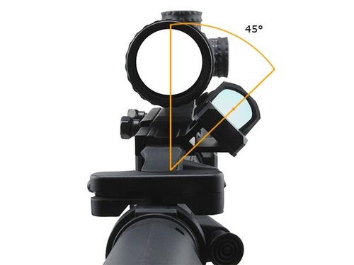 Gotical 45 Degree Angled Low Profile Offset Picatinny Rail Side Mount Adapter with Build-in 4-Slot 1.7 Inch Picatinny Rail, Red Dot Riser Black Finish Type III Hard Coat Anodized