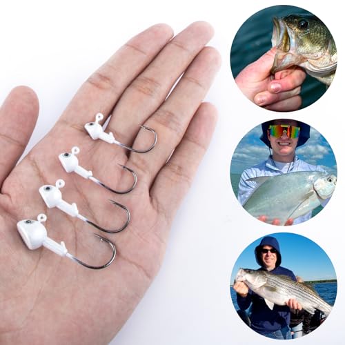 Fishing Jig Heads 10 Pack Flat Bottom Walleye Hooks with Sharp U-Shape Hook - Black & Green / 1/4oz