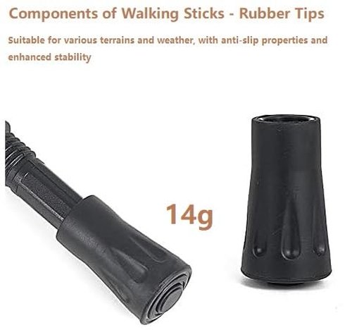 4-Pack Walking Stick Rubber Tips – Trekking Pole Tips Replacement for Hiking Poles, Walking Sticks, Ski Poles & More