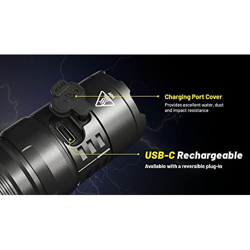 Nitecore P23i Tactical Flashlight, 3000 Lumen USB-C Rechargeable Long Throw Super Bright with Lumentac Organizer