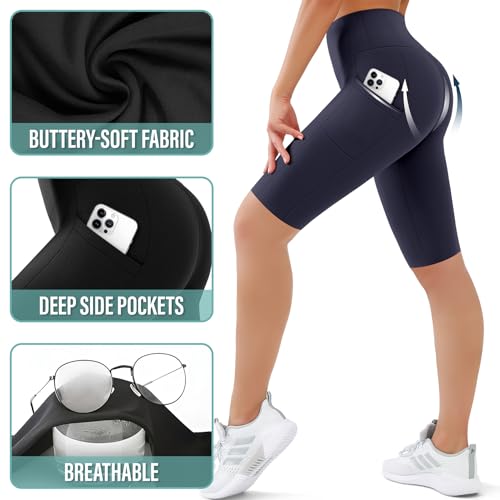 Women’s Tummy Control Bike Shorts Pack - Small-Medium Black, Grey, Navy