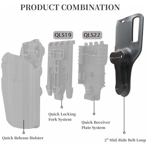 Universal Belt Loop for Mid Ride Holster QLS 1-2 Locking System Kit 1-Pack