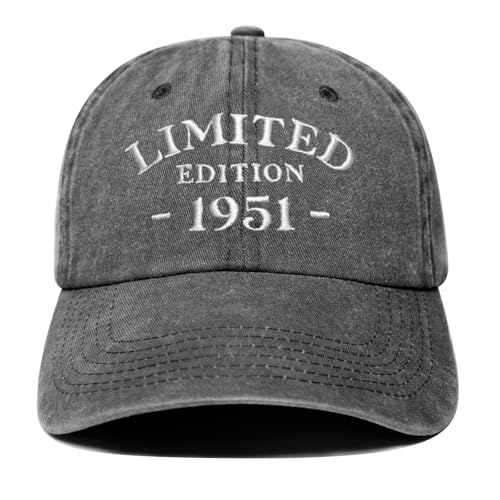 75th Birthday Gift Baseball Cap - Washed Cotton Embroidered Adjustable Grey A