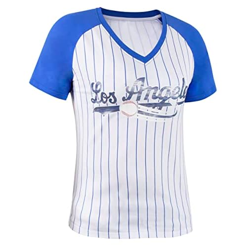 Womens City Baseball Fans V Neck Cage Raglan T-Shirts