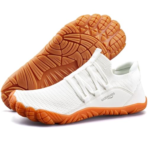 Water Shoes Men Women Wide Toe Box Slip-On Minimalist Gym Sneakers - White, 8 Women / 7 Men