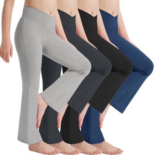 Girls Leggings Yoga Pants Set - Cross Waist, Full Length, Ankle, 12 Years