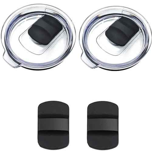 32 oz Tumbler Lid Replacement for Yeti Rambler, 32 oz Mug, BPA Free with 4 Magnetic Slider (2 Pack)