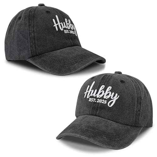 Hubby and Wifey Hats for Mr and Mrs, Engagement Anniversary Honeymoon Wedding Gifts Newlyweds Couples Baseball Cap