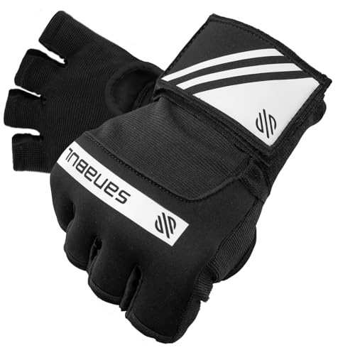 Sanabul Gel Boxing Hand Wraps for Men & Women Large-X-Large Black/White - Muay Thai MMA Kickboxing Wrist Protection