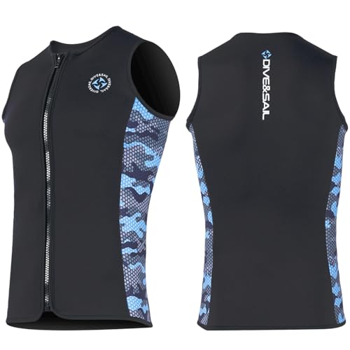 Men's Black 3mm Neoprene Wetsuit Vest Front Zip Sleeveless Diving & Surf Top - X-Large