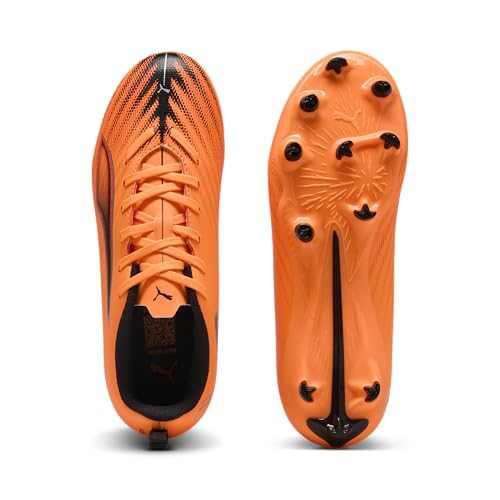 Kids Soccer Cleats Firm Ground and All Surface - Black Red, Big Kid 2 Heat Fire