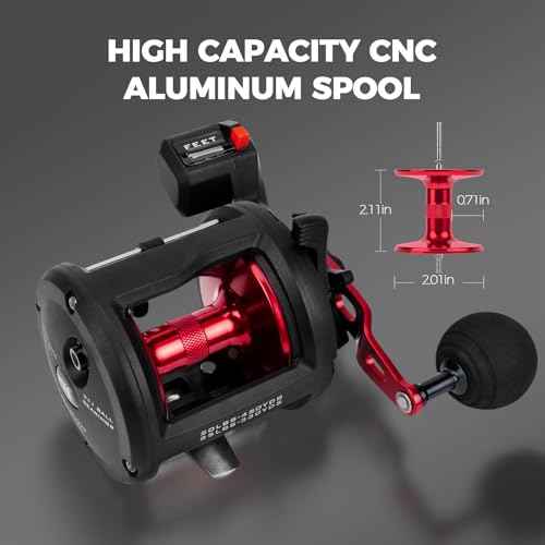 KastKing ReKon Round Baitcasting Fishing Reel, Saltwater Inshore Surf Trolling Reel, Up to 30LBS Powerful Max Drag, Conventional Reel for Catfish, Musky, Bass, Durable Graphite Frame for Saltwater