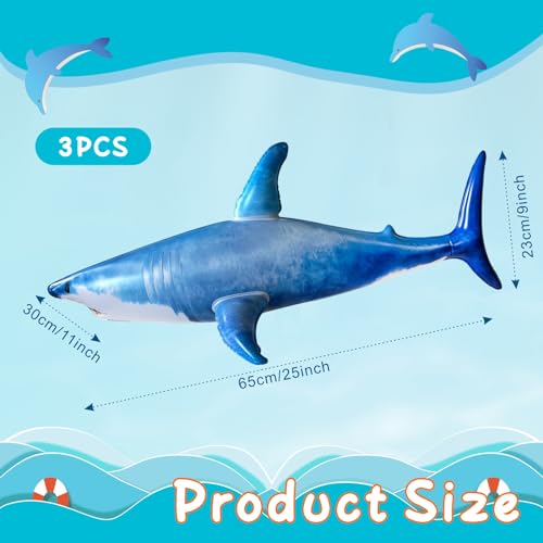 3PCS Inflatable Shark Starfish Pool Toy Balloons for Pool & Party - Blue