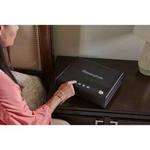 SentrySafe Gun Safe with Digital Keypad Lock, Pistol Safe with Capacity for One Handgun, Firearm Storage with Bolt Down Kit for Home, Car, QAP1E