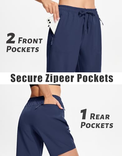 Women's Hiking Shorts Small Navy Lightweight Quick Dry Water-Resistant with 3 Zipper Pockets