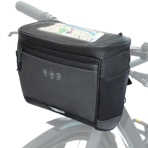 Insulated Handlebar Bag with Rain Cover and Touch Screen for Cycling