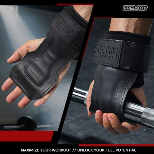 Frelaxy Black Wrist Straps for Weightlifting - One Size, Deadlifts Grip Support