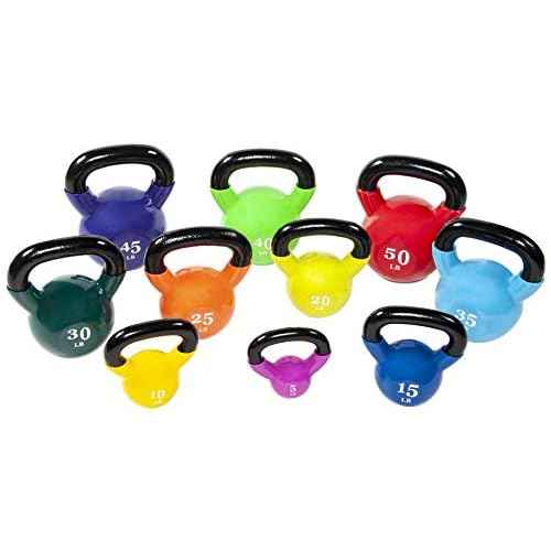 Fitvids All-Purpose Color Vinyl Coated Kettlebell, 5-50 Pounds